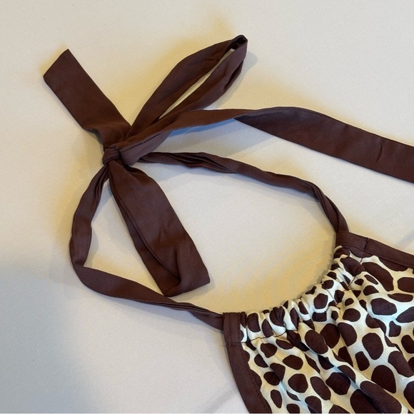 GUESS Y2K 90s Brown & Cream Giraffe Print Halter Dress Size Small - Picture 8 of 13